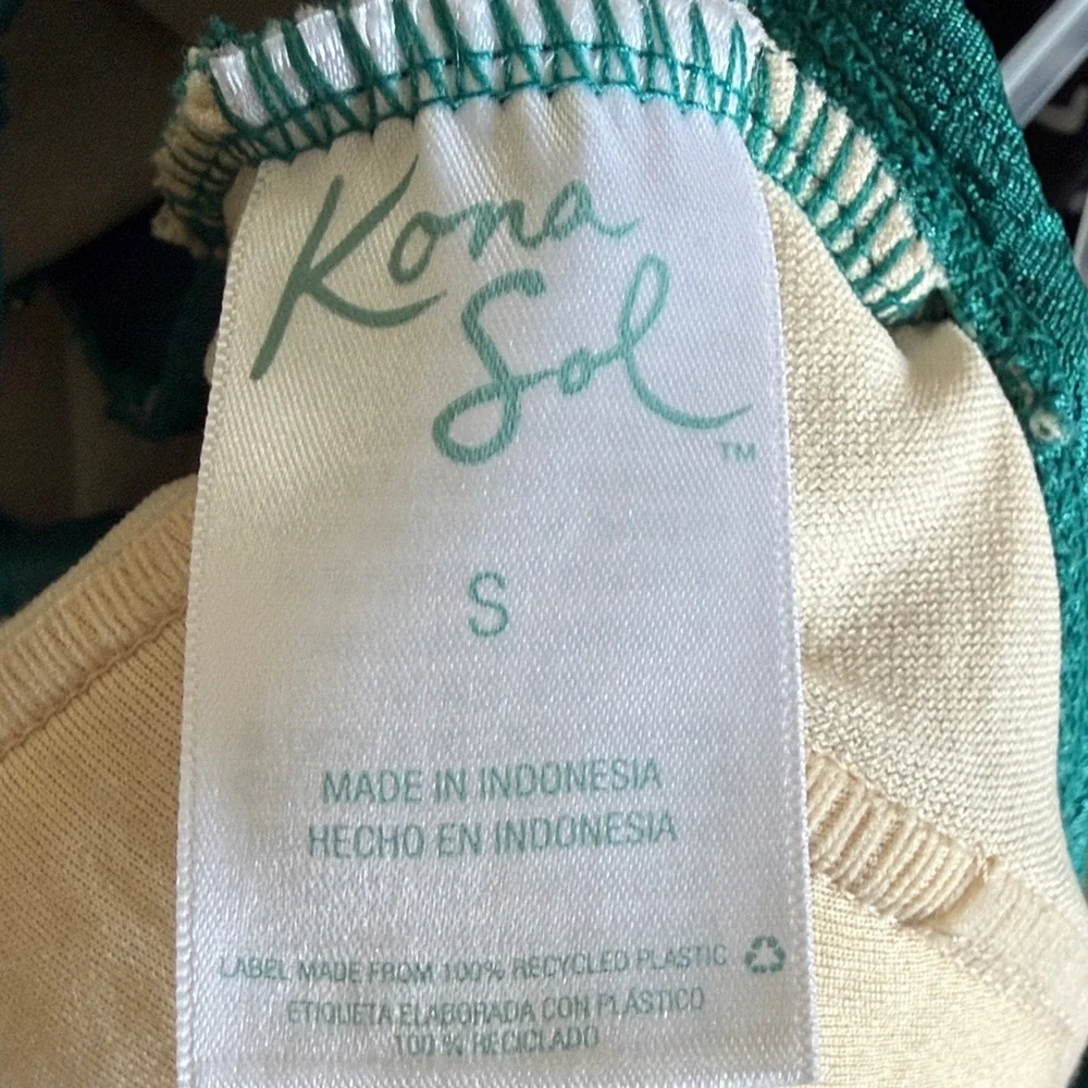 Kona Sol Teal One Piece Swimsuit Plunge V Neck Ruched Medium Coverage